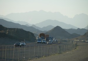 The silhouette of Mountains between Madinah and Makkah