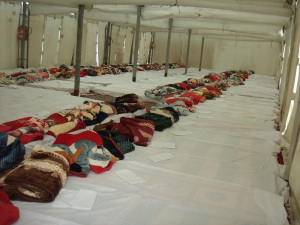 Inside of a tent on Mina – the main camp site for Hajj
